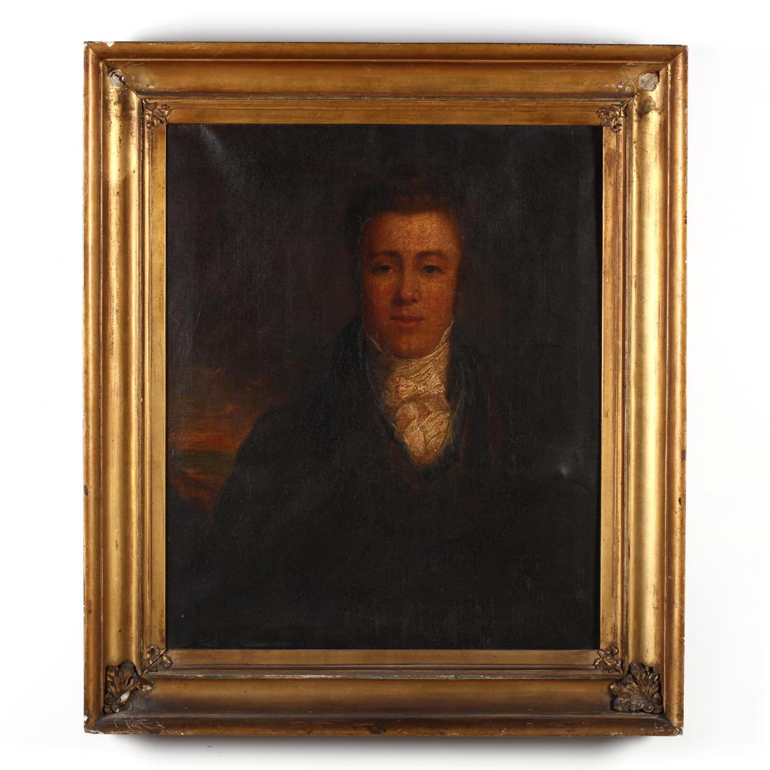 Regency Period Portrait of a Young Man: Regency Period Portrait of a Young Manoil on canvas, unsigned, presented in a period gilt frame. DOA 38 x 33 in. From the Collection of Michael Joyce, Greensboro, NC Additional high-resolution photos