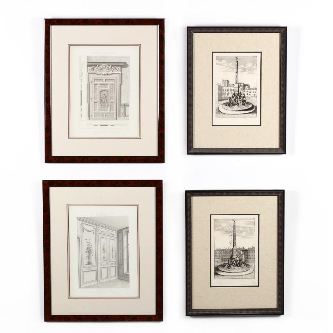 Two Framed Pairs of Antique Architectural Prints