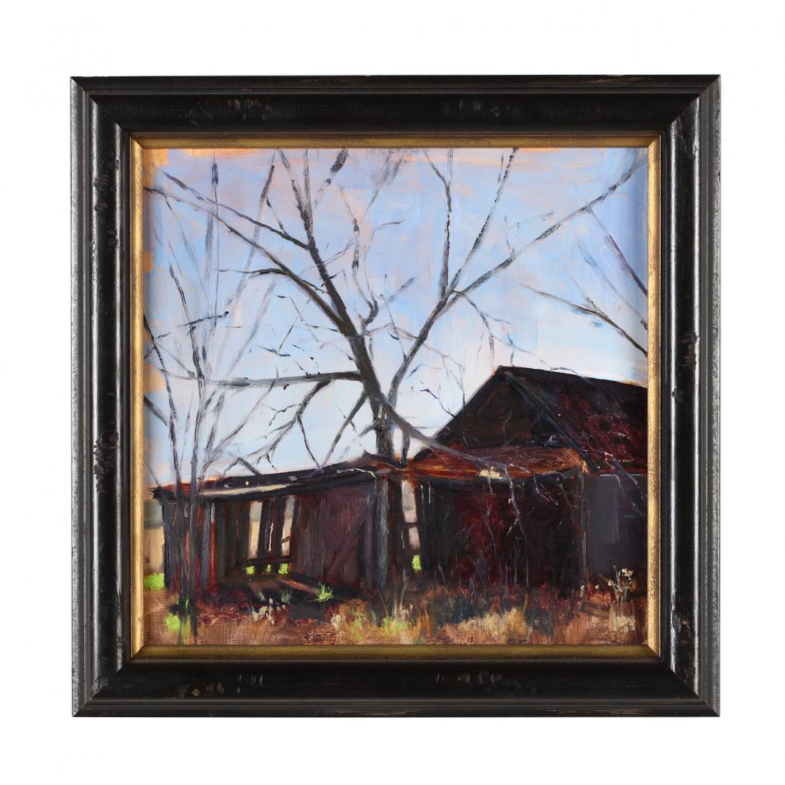 Robert Brown (American), Old Smith Barn: Robert Brown (American), Old Smith Barnoil on panel, unsigned, framed, retaining a gallery label to the verso. DOA 14.5 x 14.5 in. The Estate of the late Rushton W. Hays, St. Augustine, FL Additional