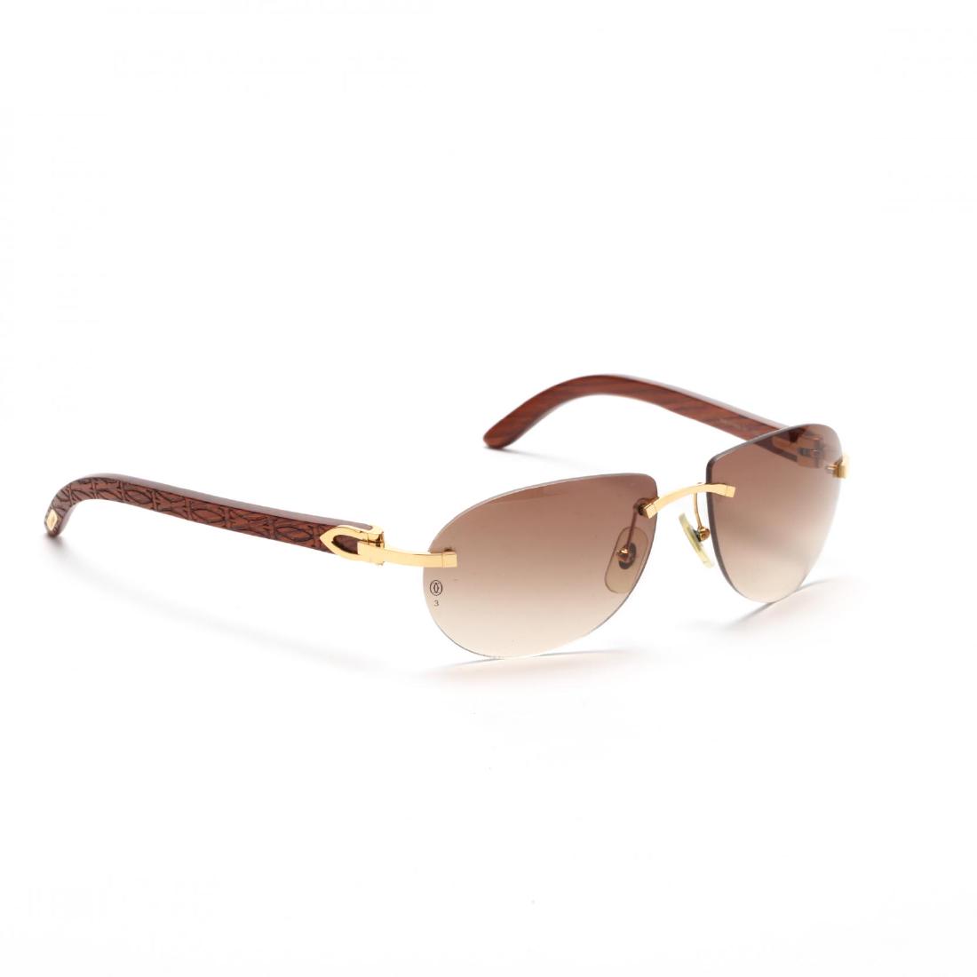 cartier wood frame sunglasses