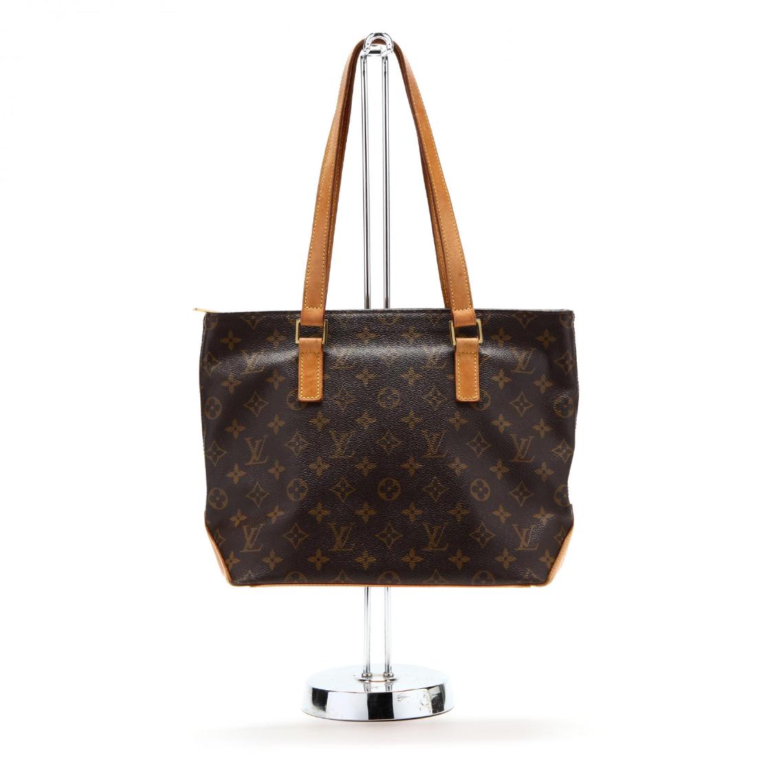 Monogram Canvas Tote, Cabas Piano , Louis Vuitton: Monogram Canvas Tote, Cabas Piano, Louis Vuitton made in France, traditional monogram canvas with Vachetta leather base, trim and straps, zipper closure, the interior lined with brown canvas and has a