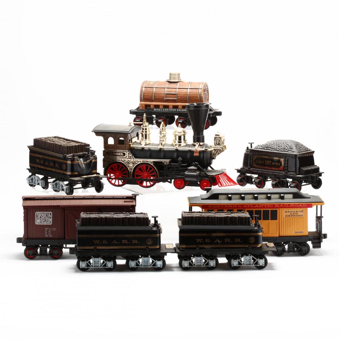 Jim Beam Kentucky Straight Bourbon Whiskey, Train: Jim Beam Kentucky Straight Bourbon Whiskey, Train Decanter Set Set includes 15 sections of train track and 2 bumpers. Train decanters sold may have minor chips, discolorations or small pieces detached