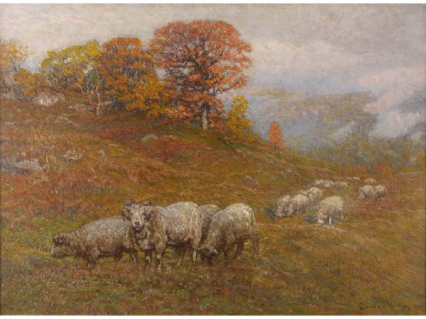 J. J. Enneking (MA, 1841-1916), Sheep in Fall,