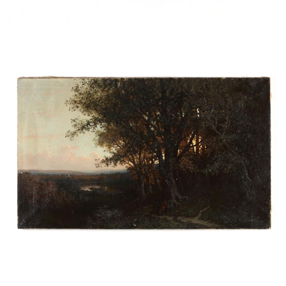 George Ernest Colby (American, 1859-1922), Landscape: George Ernest Colby (American, 1859-1922), Landscape with Broad Vista oil on canvas, signed and dated at lower right, inscribed on the verso "Painted. by. / G. E. Colby. / Chicago - 1884." and "P," wi