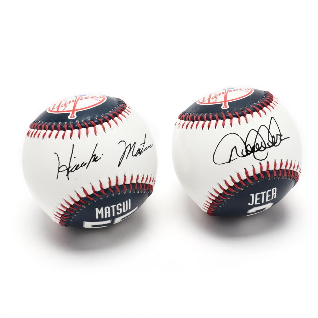 Jeter and Matsui Signed Baseballs, New York Yankees: Jeter and Matsui Signed Baseballs, New York Yankees each a Steiner Sports black ink signed ball including (2003) Derek Jeter and (2004) Hideki Matsui, in acrylic cases. Additional high-resolution phot
