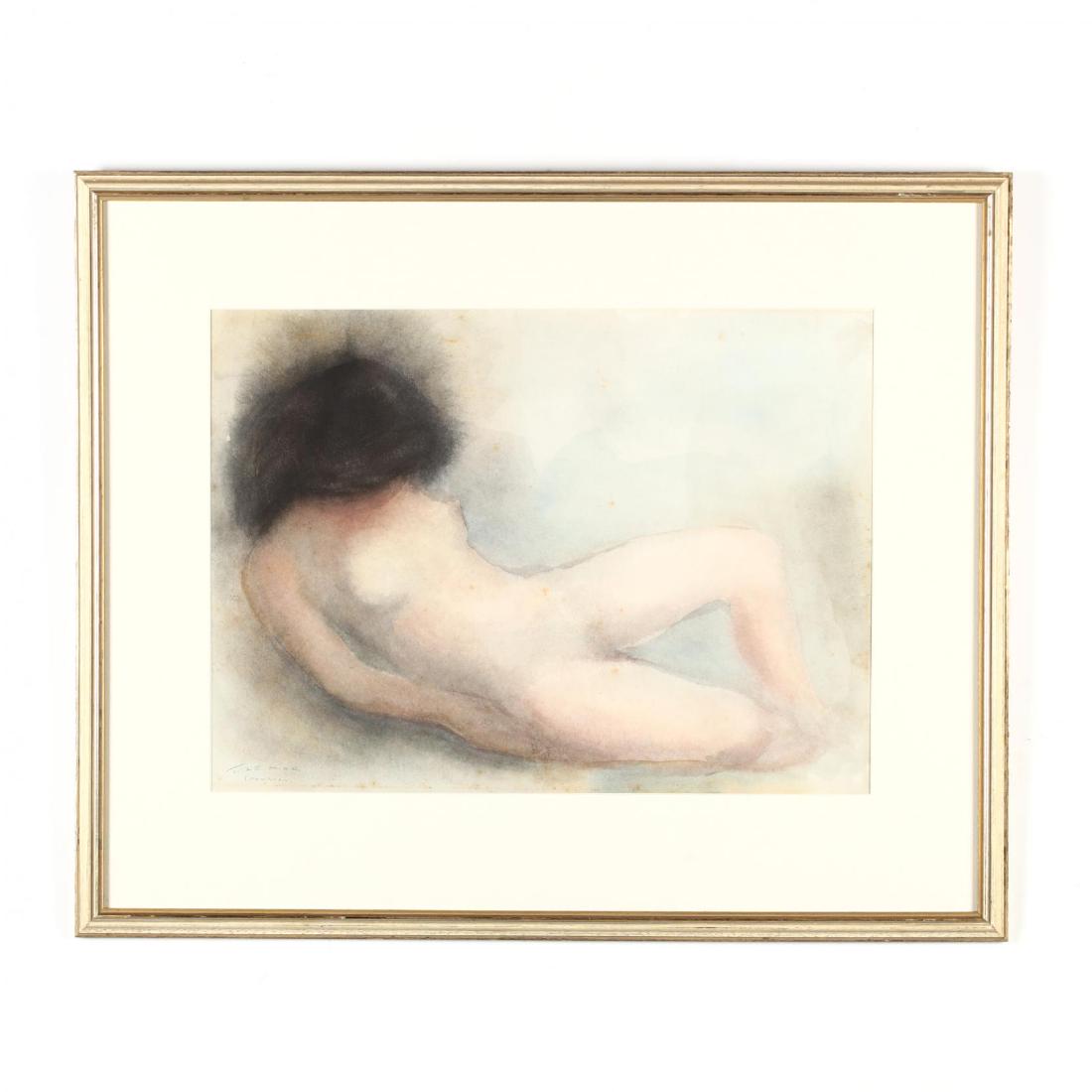 Samson Flexor (French / Brazilian, 1907-1971),: Samson Flexor (French / Brazilian, 1907-1971), Reclining Nude watercolor on paper, signed and inscribed at lower left, likely dating to the 1960s, matted and framed under glass. DOA 23.5 x 28.75 in. A