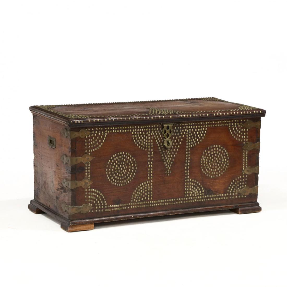 Anglo-Indian Teak Blanket Chest: Anglo-Indian Teak Blanket Chest19th century, dovetailed case, with campaign style handles, interior with lidded till, on later bock feet. 20 x 40 x 18 in. Additional high-resolution photos are availa