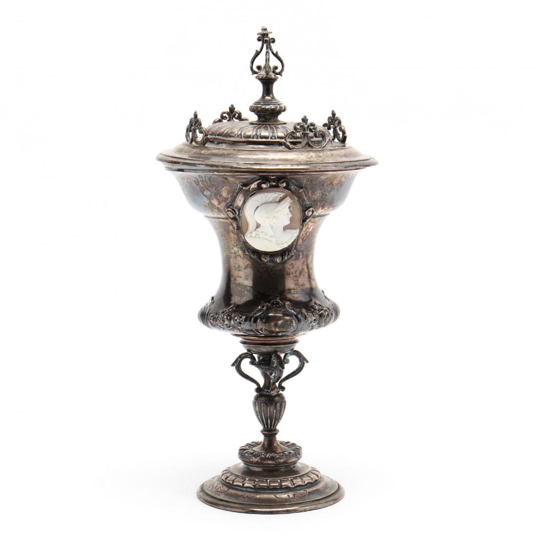 An Antique Austria-Hungarian .800 Silver Cup & Cover: An Antique Austria-Hungarian .800 Silver Cup & Cover with hallmarks to foot and cover, parcel gilt, period engraving reads "VI. Section / JubilÃ¤ums - Pferde - Austellung / Wien 1898 / Gespendent vo