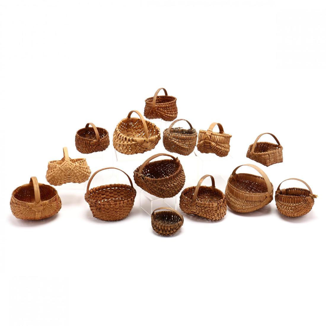 A Group of Miniature Baskets (14): A Group of Miniature Baskets (14)early 20th century to contemporary. 3.5 to 5.5 in. From the Collection of Mary Wells, Greensboro, North Carolina Additional high-resolution photos are available at Lel