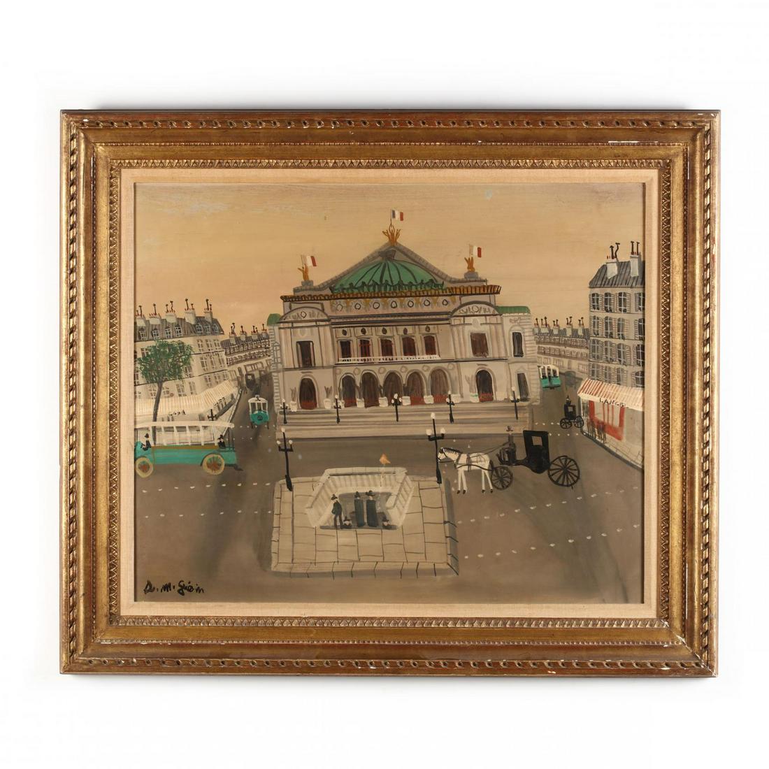 Armand Marie Guerin (French, 1913-1983), Paris, la: Armand Marie Guerin (French, 1913-1983), Paris, la place de l'OpÃ©ra oil on board, signed at lower left, presented in a period gilt composition frame. DOA 30.5 x 35.5 in. From the Collection of Mary