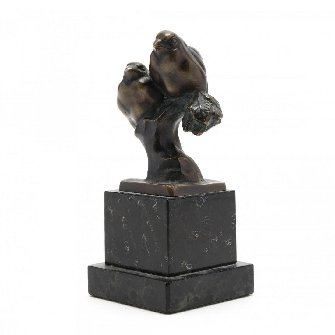Otto Schmidt-Hofer (German, 1873-1925), Two Birds: Otto Schmidt-Hofer (German, 1873-1925), Two Birdsbronze, signed, early 20th century, mounted to a black marble base. 5.75 in. Additional high-resolution photos are available at LelandLittle.com
