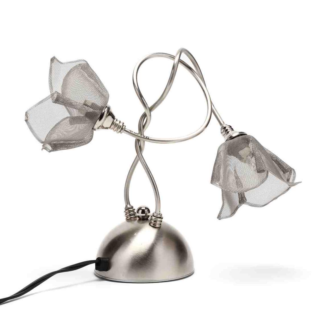 Italian Modern Steel Table Lamp: Italian Modern Steel Table Lampcontemporary, two light form, labeled Millefiori Lume. HOA 11 in. Collection of John Davis, Durham, North Carolina Additional high-resolution photos are available at Lel