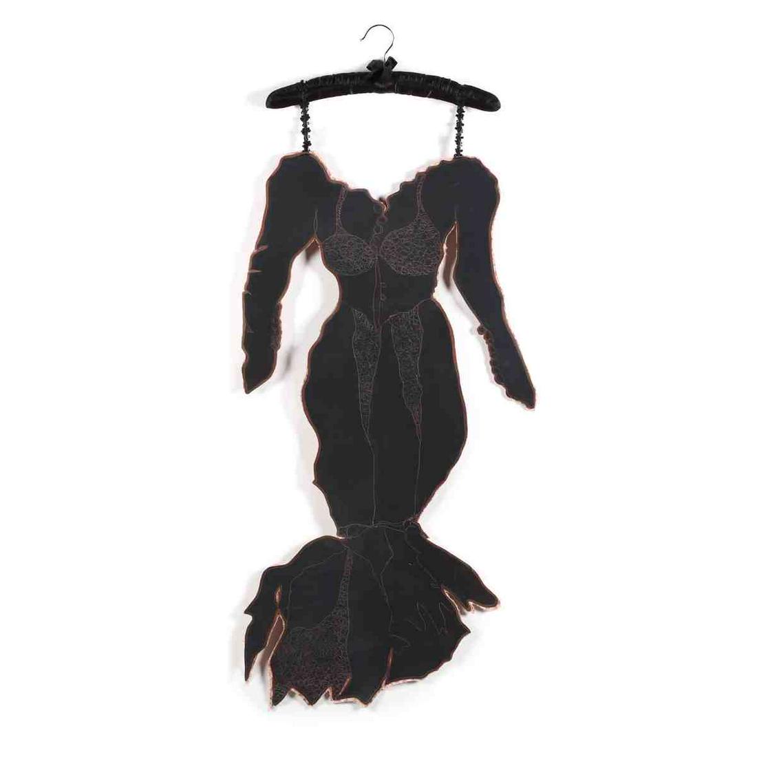 Pauline Jakobsberg (NY), Behind Closed Doors: Pauline Jakobsberg (NY), Behind Closed Doorsmonotype with fabric and metal on Arches paper, edition 1/1, with label on verso. 44 x 20 x 1/8 in. Collection of John Davis, Durham, North Carolina Additio