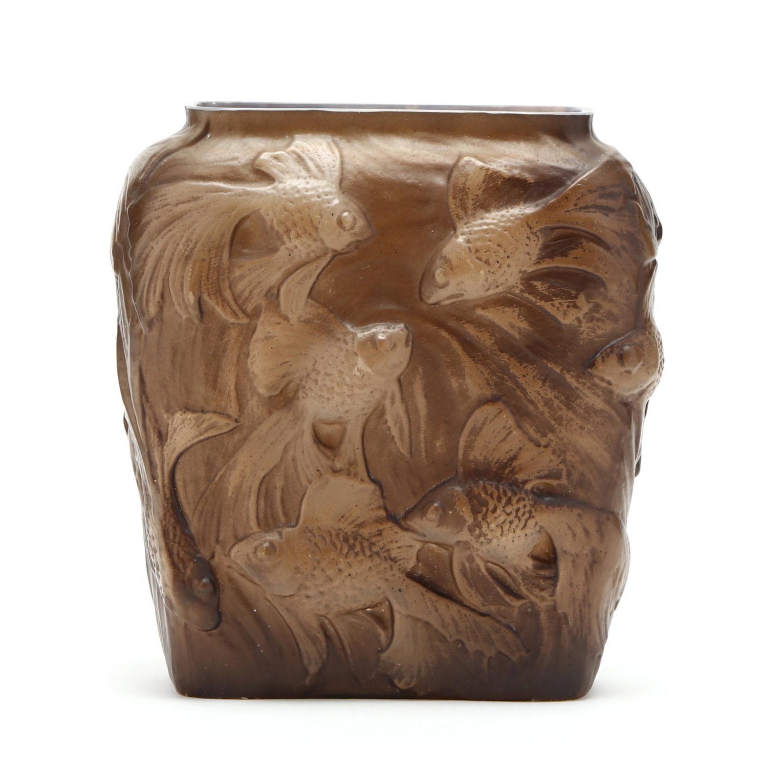 Consolidated, Goldfish Vase: Consolidated, Goldfish Vase1920-30, opalescent glass with black paint. 8.75 in. Estate of the Late Bob Whitfield, Chapel Hill, North Carolina Additional high-resolution photos are available at LelandL