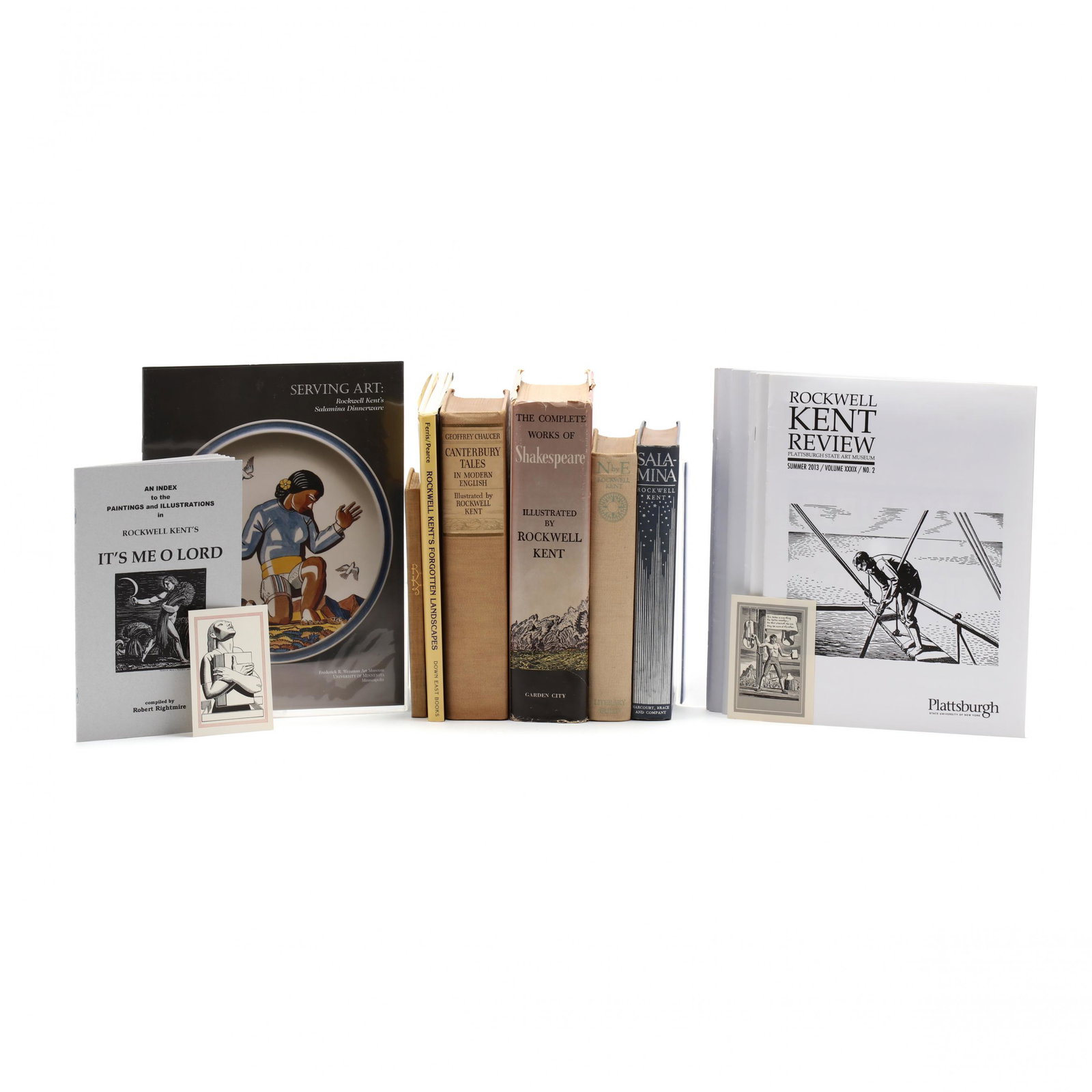 Six Books With Publications Pertaining to Rockwell Kent: Six Books With Publications Pertaining to Rockwell Kent to include: The Bookplates and Marks of Rockwell Kent (New York: Random House, 1929), written and illustrated by Rockwell Kent; N by E (New York