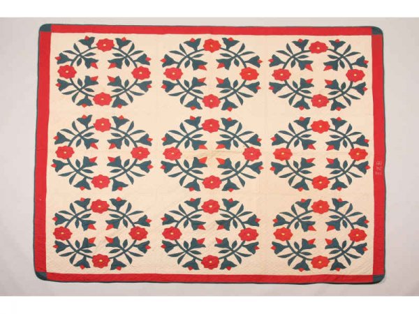 Southern Applique Cotton Quilt, ca. 1900,