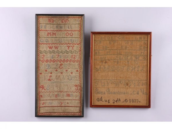 Two Band Samplers, 19th c.,
