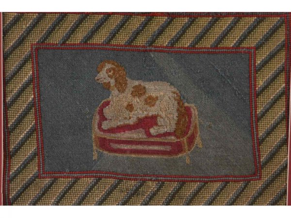 Pictorial Needlework With Dog, 19th c., - 2