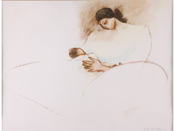 R. C. Gorman (AZ/NM, 1931 - 2005), "Motherhood," - 2