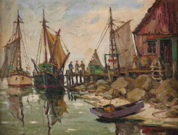 Robert Connavale (Am., 20th c.), New England Docks - 2