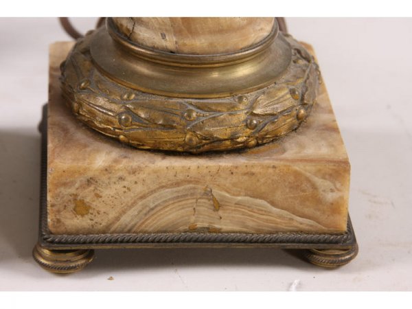 Pair of Antique Onyx Table Lamps, - 4
