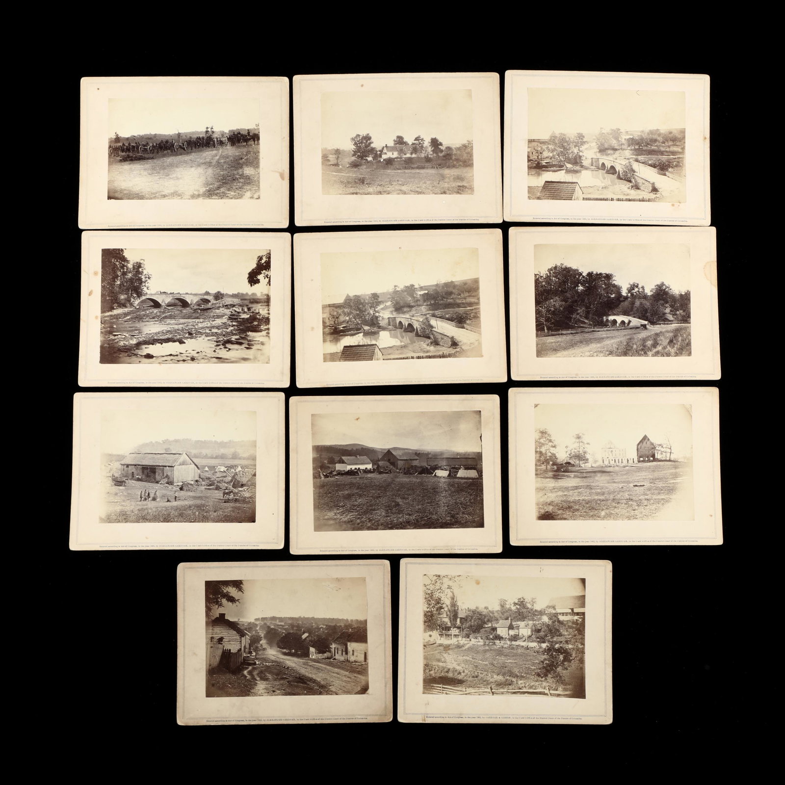 Eleven "Brady's Album Gallery" Civil War Photographs of: Eleven "Brady's Album Gallery" Civil War Photographs of Sharpsburg and Vicinityall with 1862 dates, all images with Alexander Gardner copyright except for one noted exception, included are the followi