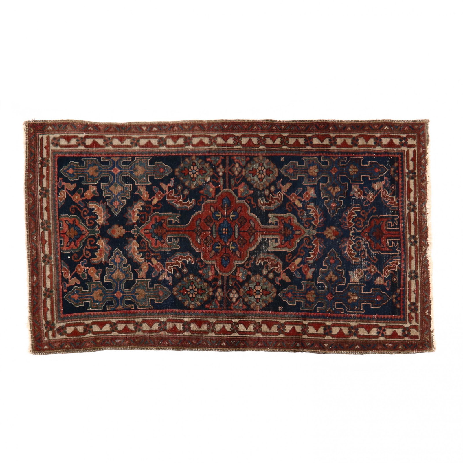 Hamadan Area Rug: Hamadan Area Rugblue field with center poled medallion, field with floral and foliate design, with guard borders. 2 ft. 9 in. x 4 ft. 8 in. Additional high-resolution photos are available at LelandLi