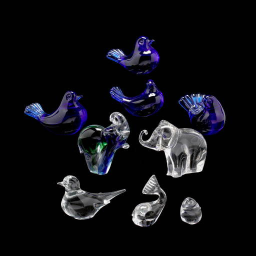 Nine Vintage Glass Animals