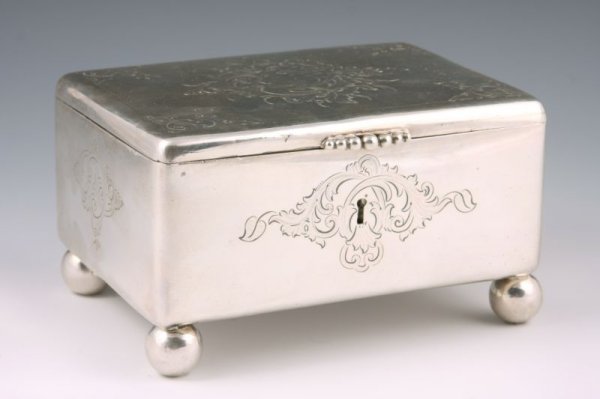 Warsaw Silver Sugar Box with Russian Marks,