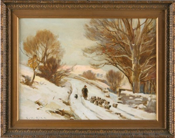 Ernest Higgins Rigg (Br., 1868-1947), Snowy Sheep,