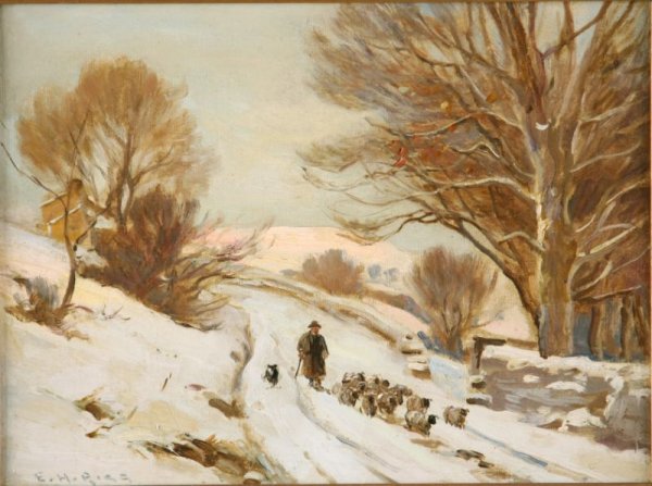 Ernest Higgins Rigg (Br., 1868-1947), Snowy Sheep, - 2