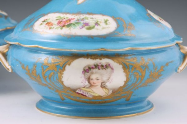 Pair of Sevres Style Covered Vegetable Servers, - 2