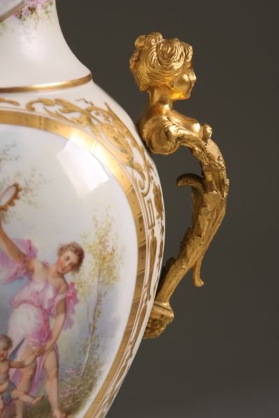 Sevres Dore Bronze Mounted Lidded Urn, - 3