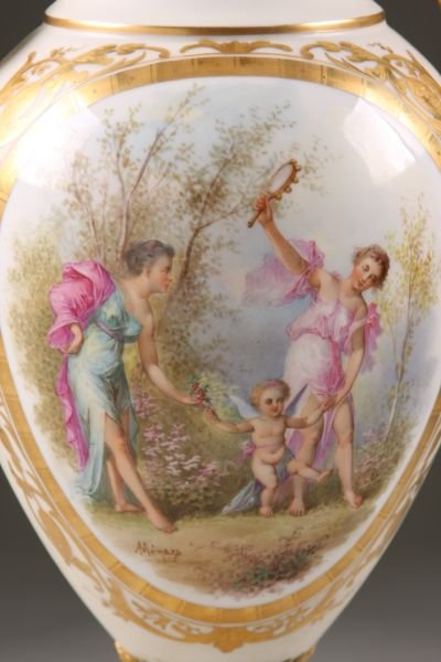 Sevres Dore Bronze Mounted Lidded Urn, - 4