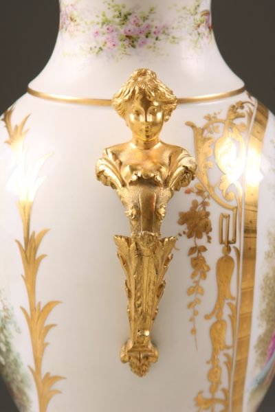 Sevres Dore Bronze Mounted Lidded Urn, - 6