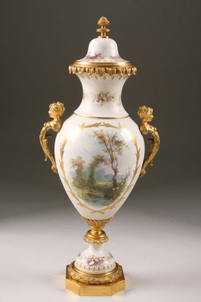 Sevres Dore Bronze Mounted Lidded Urn, - 7