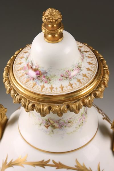 Sevres Dore Bronze Mounted Lidded Urn, - 9