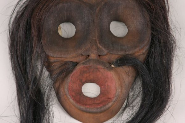 Vintage Iroquois Indian Wooden Face Mask, - 2