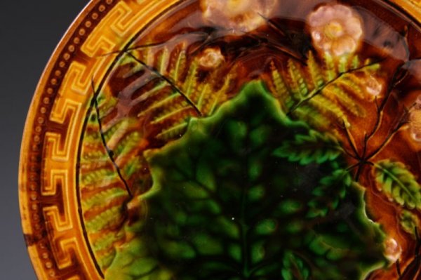 Set of Six Victorian Majolica Plates, - 2