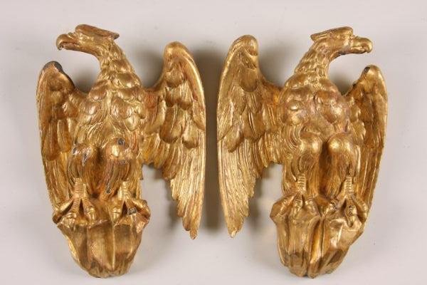 Pair of Carved Gilt Eagles, 19th c., - 2