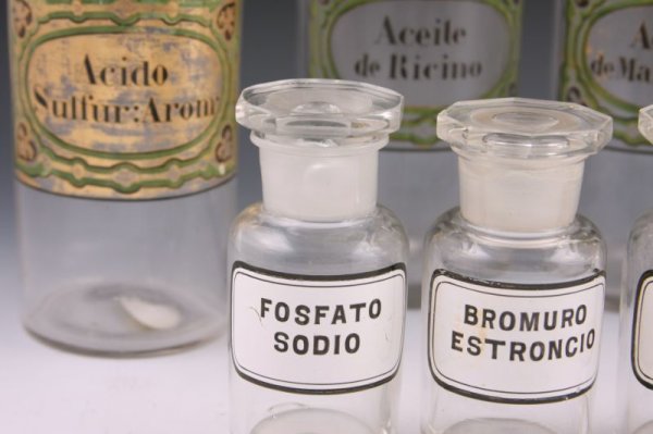 Two Sets of Antique Apothecary Bottles, - 2