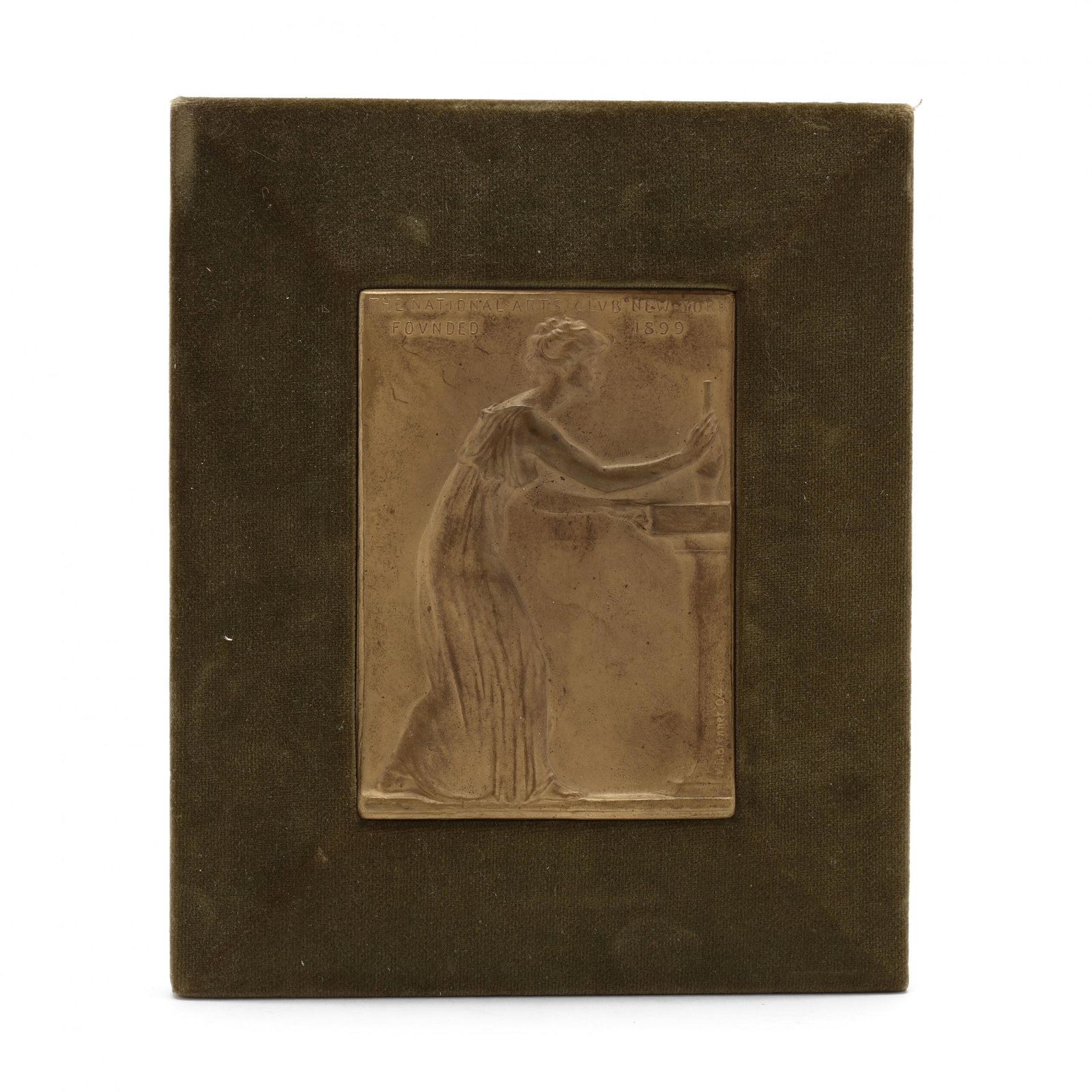 Victor David Brenner (Lithuanian, 1871-1924), National: Victor David Brenner (Lithuanian, 1871-1924), National Arts Club Medal 1904, bronze, depicting a classially dressed woman reaching for a vase, reads "The National Arts Club New York Founded 1899," sig
