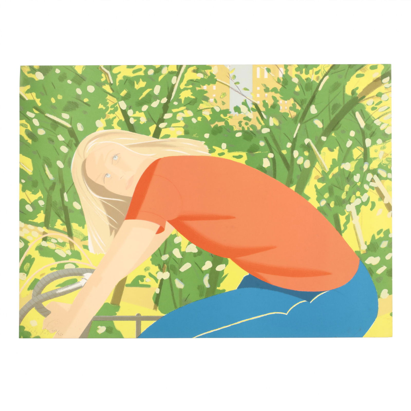 Alex Katz (American, born 1927), Bicycle Rider: Alex Katz (American, born 1927), Bicycle Riderlithograph in colors, 1982, pencil signed and numbered 202/250 at lower left, from New York: Eight Contemporary Artists Celebrate Their City, published by