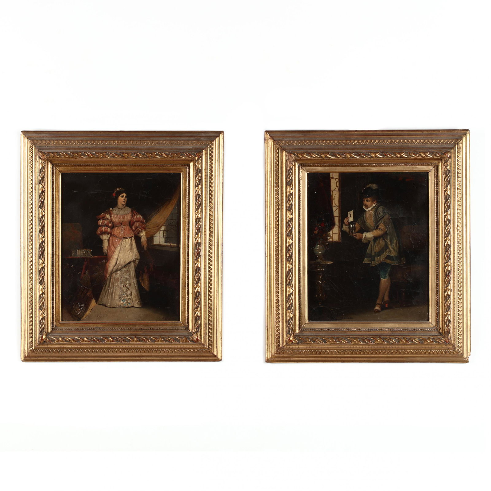VÃ¡clav BroÅ¾ik (Czech, 1851-1901), A Pair of Genre: VÃ¡clav BroÅ¾ik (Czech, 1851-1901), A Pair of Genre Paintings oil on canvas, each signed, one painting also dated 1876, presented in period gilt frames. SS 12 x 9.75 in.; DOA 19 x 16.5 in. Include