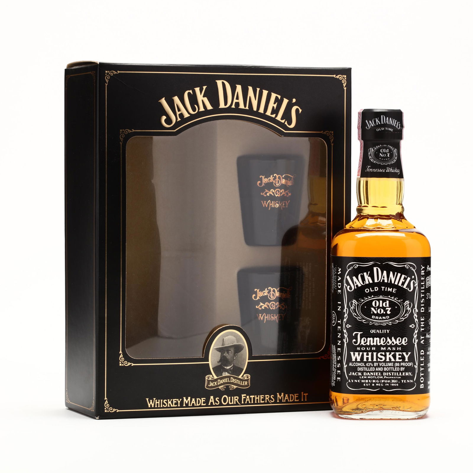 Jack Daniels Bottle & Shot Glasses Gift Set: Jack Daniels Bottle & Shot Glasses Gift Set The buyer acknowledges that he/she is acting within compliance with their state and local laws in regards to the purchase, transportation and delivery of sp