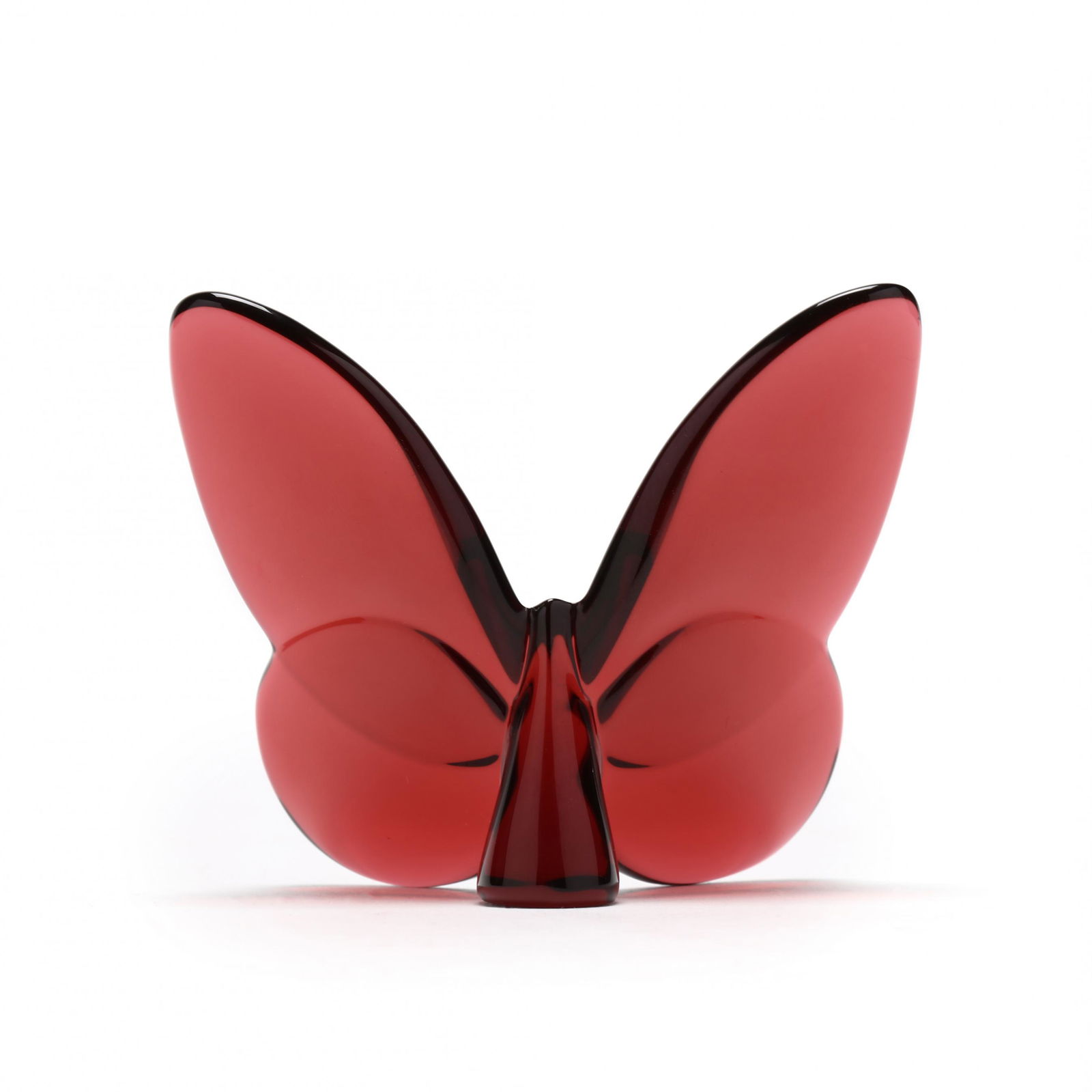 Baccarat Crystal Ruby Butterfly: Baccarat Crystal Ruby ButterflyFrance, late 20th century, signed, with original box. 3 in. Private Collection, Charlotte, North Carolina Additional high-resolution photos are available at www.lelandli