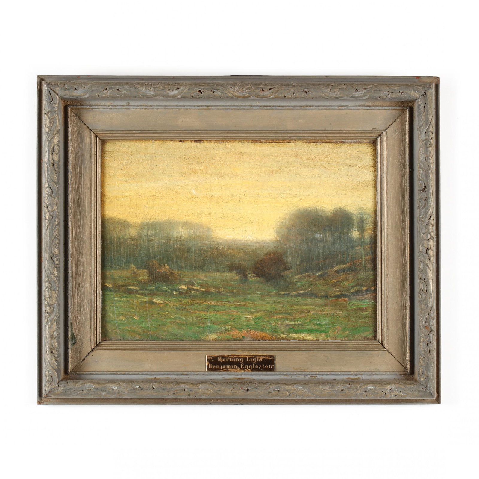Benjamin Osro Eggleston (NY/MN, 1867â€“1937), Morning: Benjamin Osro Eggleston (NY/MN, 1867â€“1937), Morning Light oil on panel, retains Salmagundi Exhibition label bearing artist's name and painting title to panel verso, presented in likely original