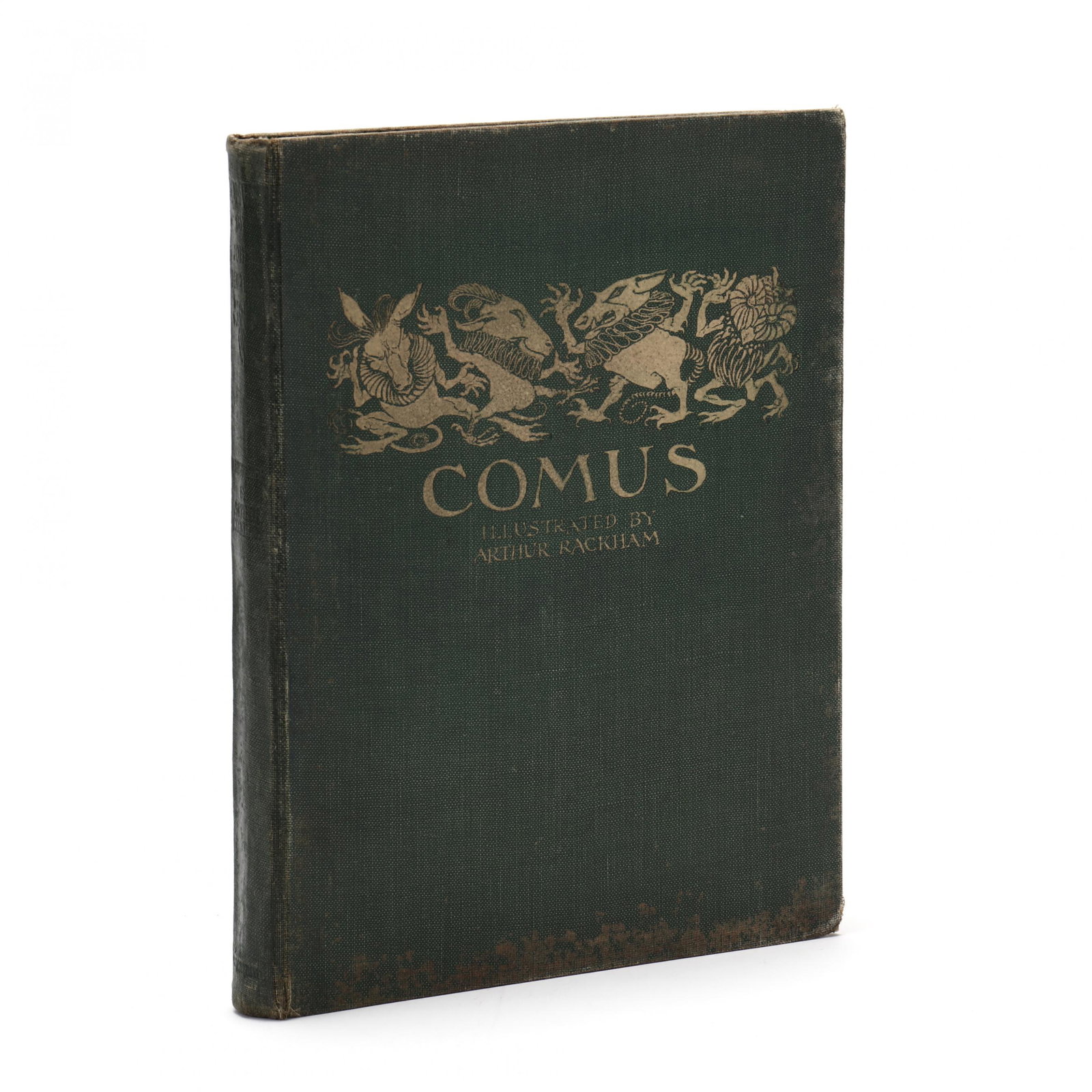 Milton, John. Comus , Illustrated by Arthur Rackham: Milton, John. Comus, Illustrated by Arthur Rackham (London: William Heinemann, n.d., 1921), 76 pages with 24 color plates tipped in behind protective tissue overlays, quarto (10.25 in.), green cloth w