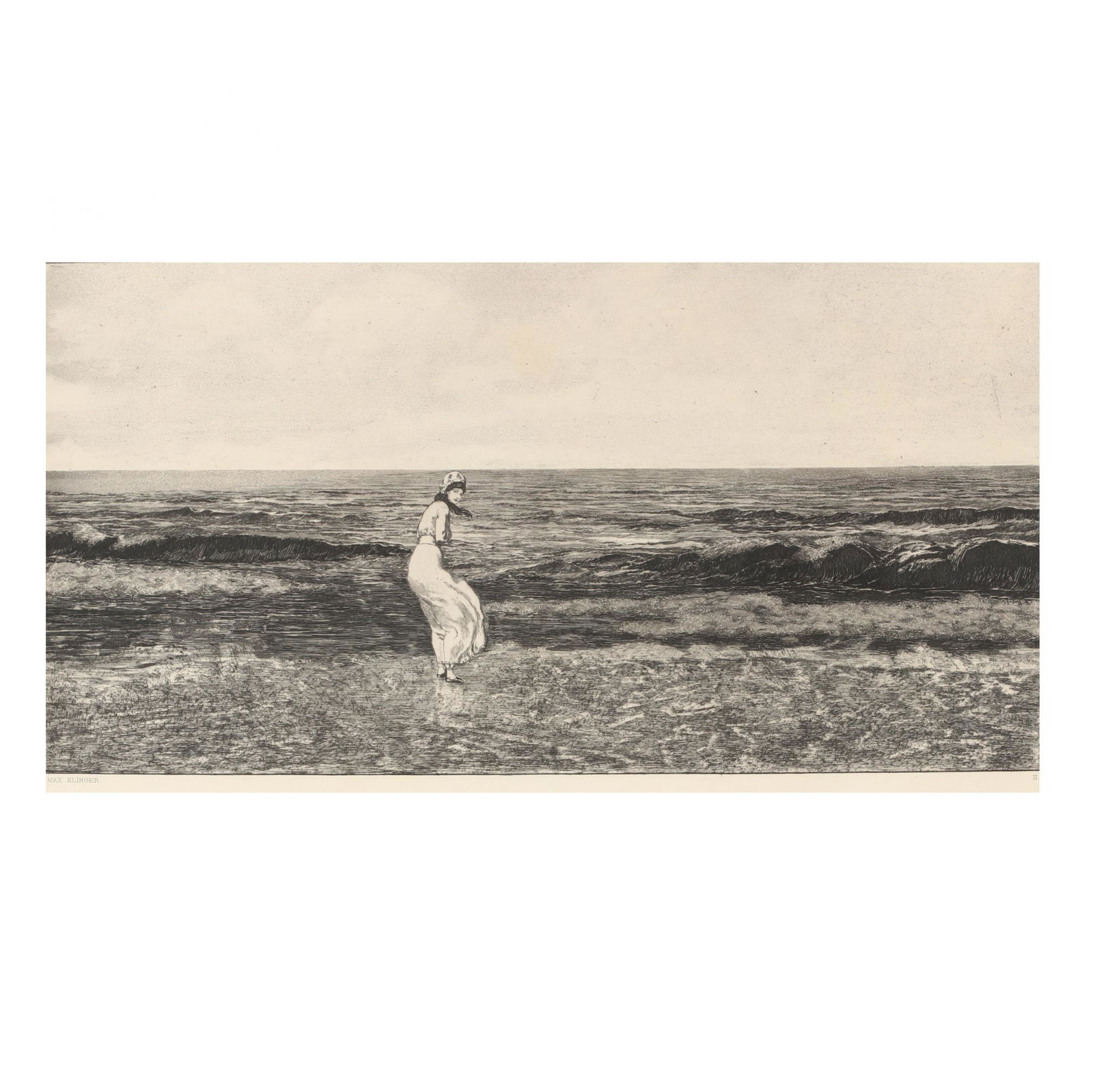 Max Klinger (German, 1857â€“1920), By the Sea (Am: Max Klinger (German, 1857â€“1920), By the Sea (Am Meer)etching and aquatint, 1881, signed in the plate at lower right, matted and presented in gilt frame. DOA 21 x 27 1/2 in. Additional high-res