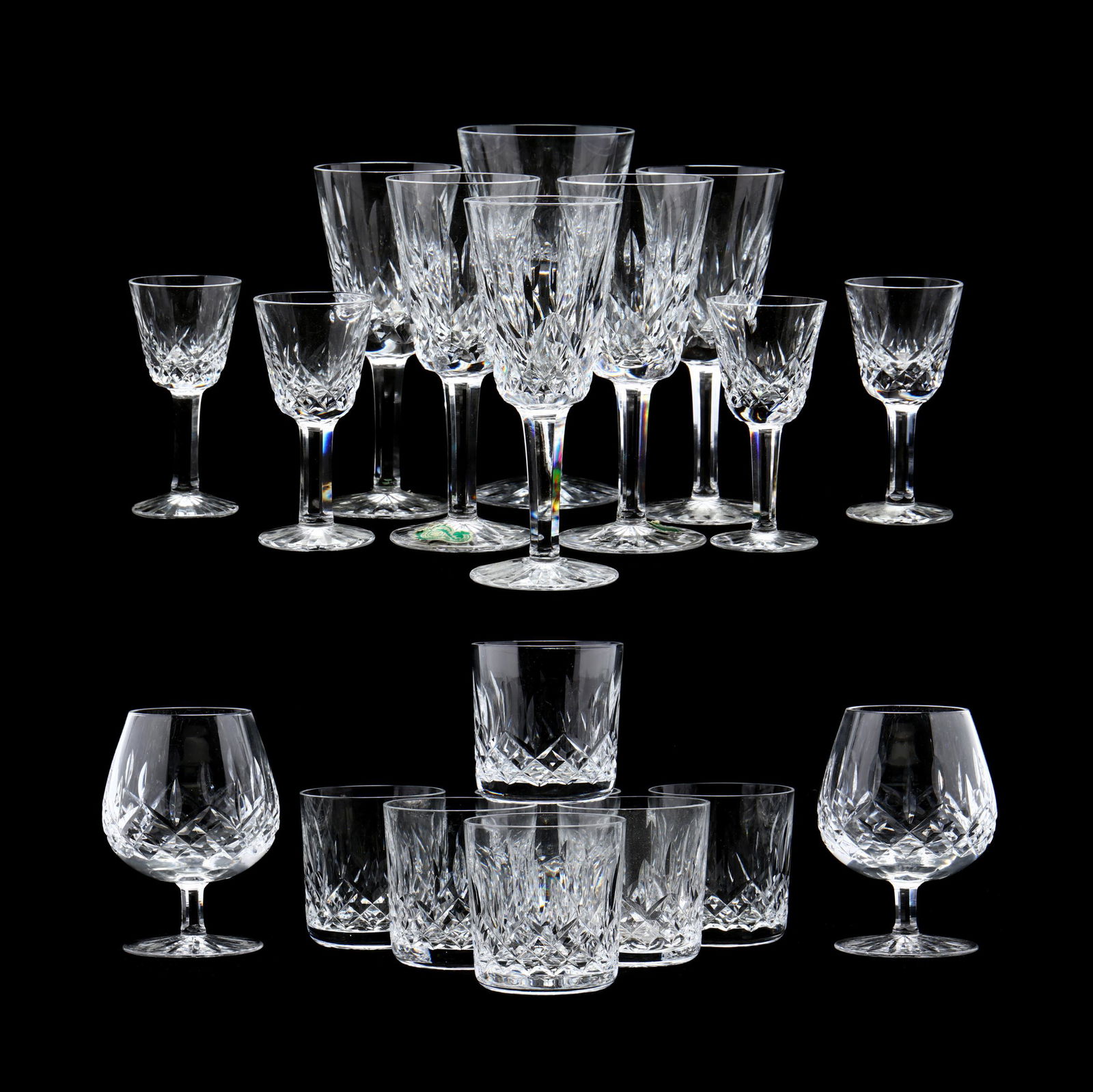 Waterford, 19 Pieces "lismore" Cut Glass